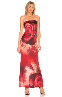 Kim Shui Tube Silk Gown in Red