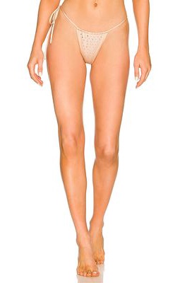 Monica Hansen Beachwear x REVOLVE Side Tie String Bikini Bottom with Crystals in Nude