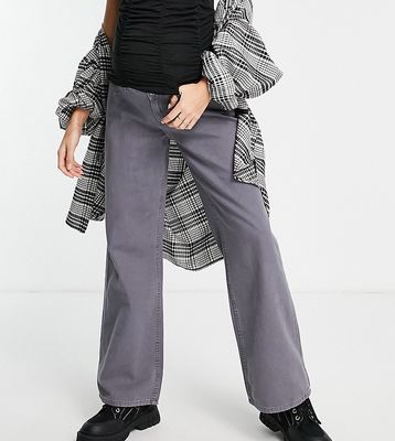 ASOS DESIGN Maternity wide leg dad pants in washed gray