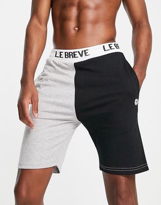 Le Breve lounge sweat shorts in gray heather and black - part of a set