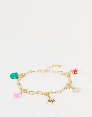 Pieces exclusive charm bracelet in gold-Multi