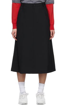 Comme des Garçons Comme des Garçons Black Wool Midi Skirt