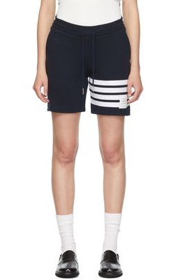 Thom Browne Navy Cotton 4-Bar Shorts