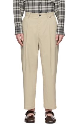 Solid Homme Beige Polyester Trousers