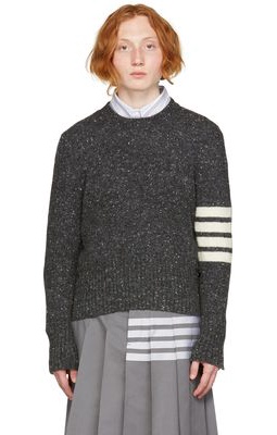 Thom Browne Grey 4-Bar Pullover Sweater