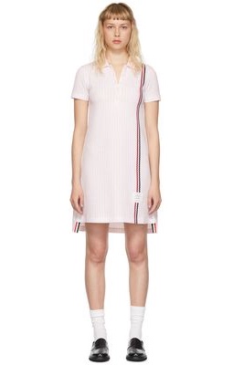 Thom Browne Pink Cotton RWB Stripe Mini Dress
