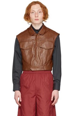 Situationist Brown Faux-Leather Vest
