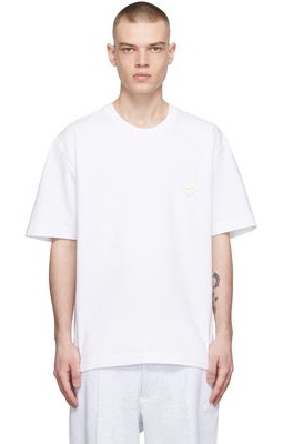 Solid Homme White Cotton T-Shirt
