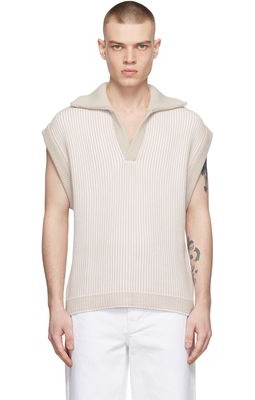 Solid Homme Beige Cotton Vest