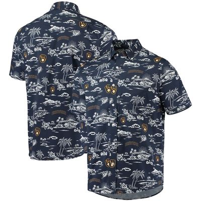 Men's Reyn Spooner Navy Milwaukee Brewers Kekai Performance Button-Up Shirt