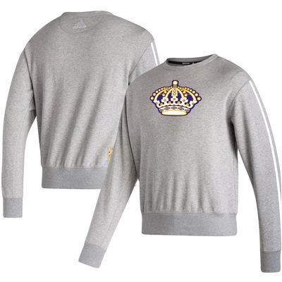 Men's adidas Heathered Gray Los Angeles Kings Team Classics Vintage Pullover Sweatshirt in Heather Gray