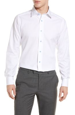 David Donahue Slim Barrel Cuff Button-Up Shirt in White