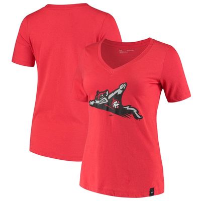 Women's Under Armour Red Richmond Flying Squirrels Performance V-Neck T-Shirt