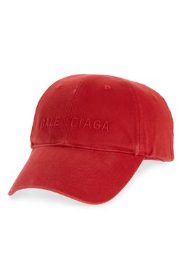 Balenciaga Embroidered Logo Baseball Cap in Red/Red