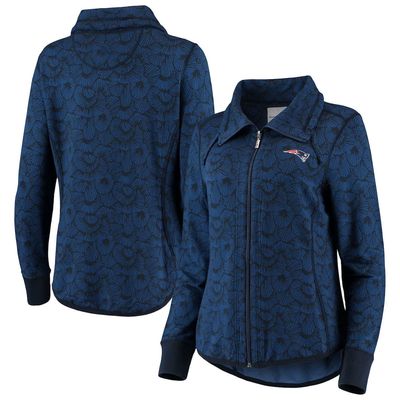 Women's Tommy Bahama Navy New England Patriots Sport Shell We Dance Tri-Blend Full-Zip Sweatshirt