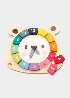 Kid's Tender Leaf Wooden Bear Colors Clock