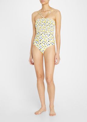 Kendra Floral-Print Smocked One-Piece Swimsuit