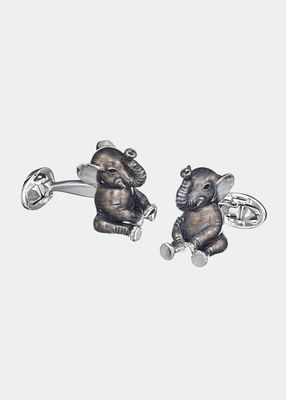 Men's Sterling Silver Baby Elephant Cufflinks