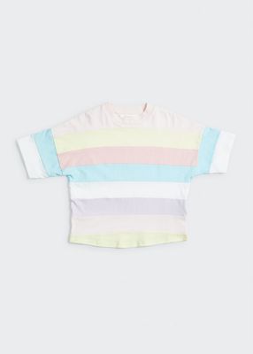 Girl's Logo Multicolor Striped T-Shirt, Size 4-12