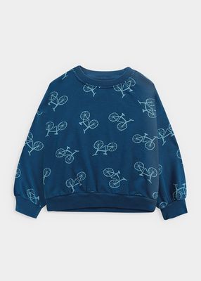 Boy's Bicycle Motif Sweater, Size S-M