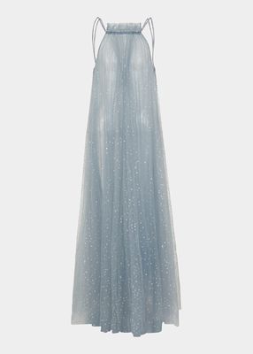 Long Crytal-Embellished Gown