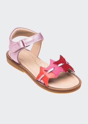 Girl's Star Metallic Leather Sandals, Baby