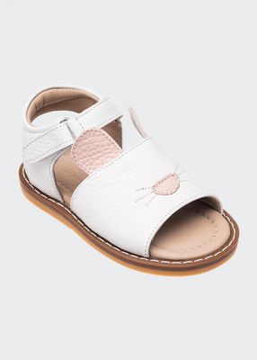 Girl's Bunny Leather Flat Sandals, Baby