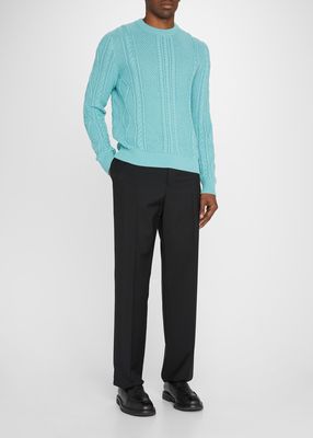 Men's Fisherman Cable-Knit Crewneck Sweater