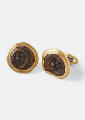 Men's 18K Yellow Gold Ancient Charity Coin Cufflinks