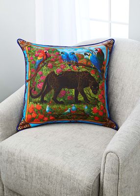 Black Spotted Panther Silk Pillow