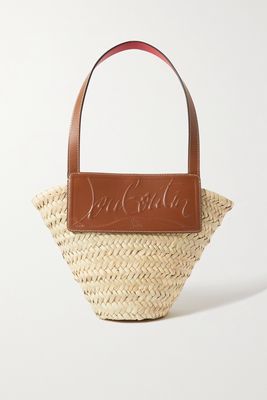 Christian Louboutin - Loubishore Small Woven Straw And Embossed Leather Tote - Neutrals
