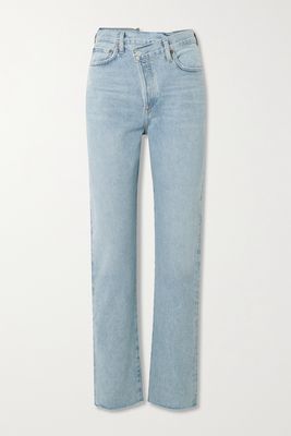 AGOLDE - Criss Cross Frayed High-rise Straight-leg Organic Jeans - Blue