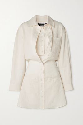 Jacquemus - Baunhilha Layered Hemp And Cotton-blend Mini Shirt Dress - Off-white
