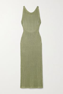 Savannah Morrow - North Open-back Crocheted Pima Cotton Maxi Dress - Green