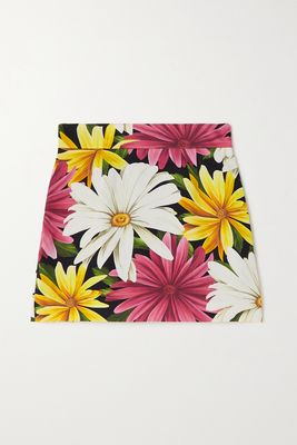 Etro - Floral-print Crepe Mini Skirt - Yellow