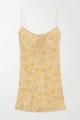 SAINT LAURENT - Floral-print Silk Mini Dress - Neutrals