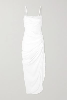 Jacquemus - Saudade Asymmetric Draped Twill Dress - White
