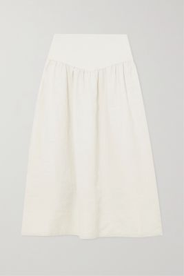 Cefinn - Lyla Gathered Canvas Midi Skirt - Cream