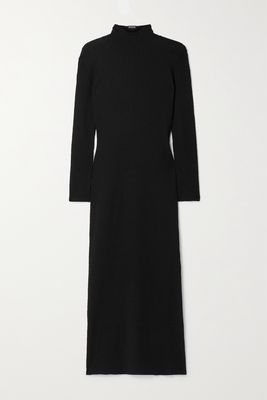 Balenciaga - Cable-knit Wool-blend Turtleneck Maxi Dress - Black