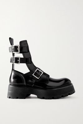 Alexander McQueen - Buckled Leather Ankle Boots - Black