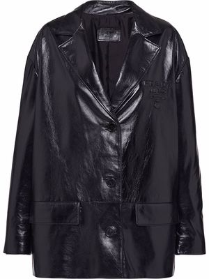 Prada single-breasted leather blazer - Black