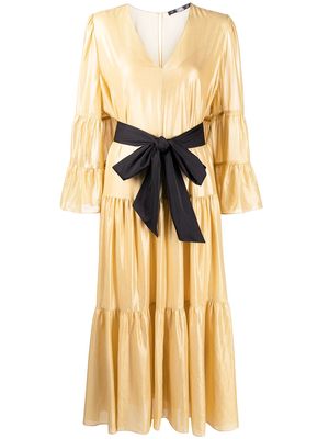 Karl Lagerfeld metallic tied-waist dress - Gold