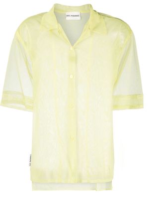 DES PHEMMES sheer-panel short-sleeved shirt - Yellow
