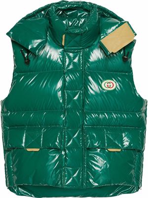 Gucci logo-patch padded gilet - Green