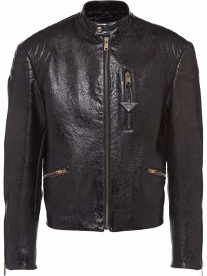 Prada textured leather biker jacket - Black