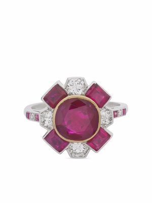 Cartier pre-owned platinum Art Deco Burmese ruby and diamond ring - Silver