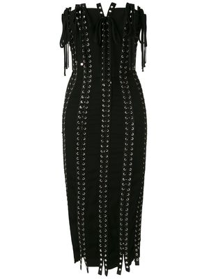 Dolce & Gabbana strapless tie detailed eyelet dress - Black