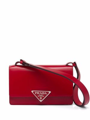 Prada triangle-logo leather shoulder bag - Red