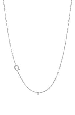 BYCHARI Asymmetric Initial & Diamond Pendant Necklace in 14K White Gold-Q