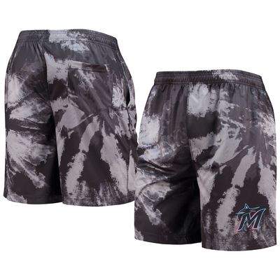 Men's FOCO Black Miami Marlins Tie-Dye Training Shorts